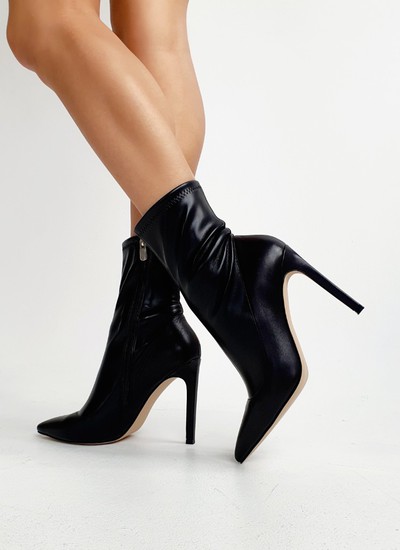Ankle boots stocking black leather 10 cm