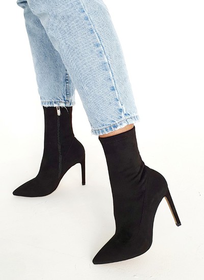 Ankle boots stocking black suede 10 cm