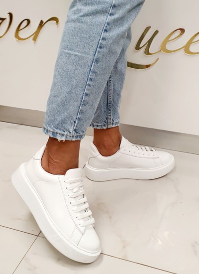 Flat sneakers white leather