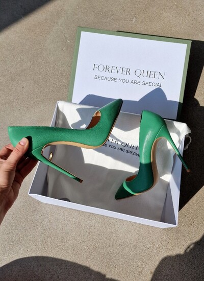 туфли из натуральной кожи в зеленом цвете