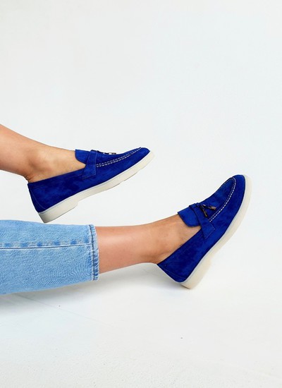 Loafers  dark blue genuine suede