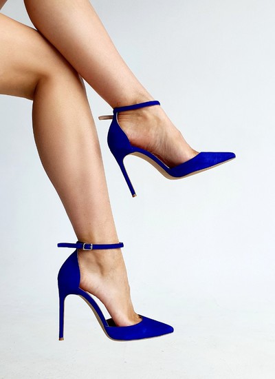 SHOES BLUE SUEDE WITH STRAP 10 CM