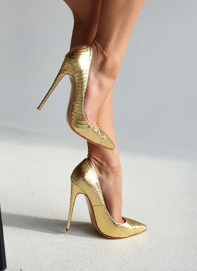 Shoes gold python 12 cm