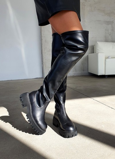 THIGH HIGH BOOTS black leather