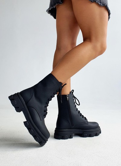 boots in matte black leather