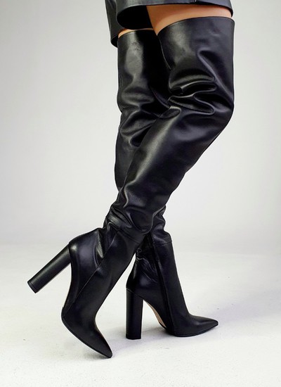 Jackboots black leather  thick heel