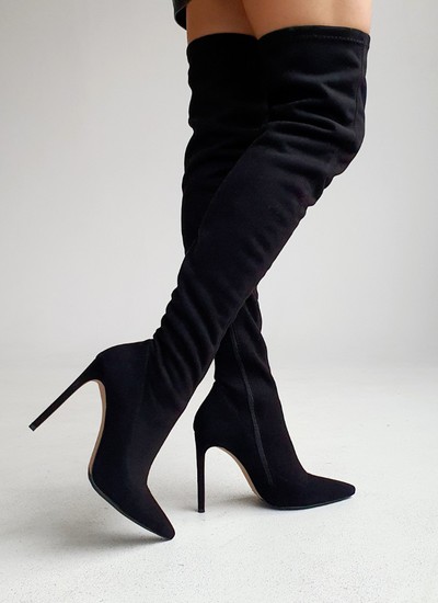 High boots black suede 11cm