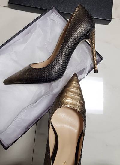 Shoes black bronze python 10.5 cm