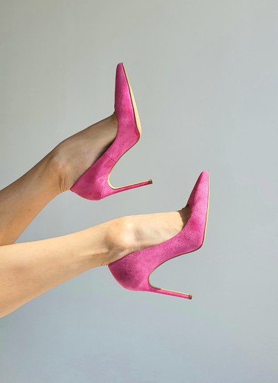 Shoes pink suede 10 cm