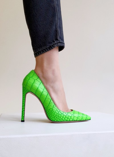 Shoes green crocodile 11 cm