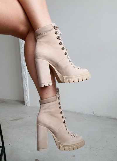 Ankle boots beige suede protector 11 cm
