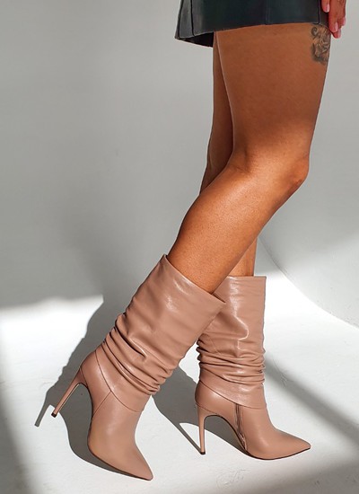 Boots beige leather combination