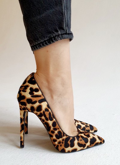 Shoes leopard pile pony 11 cm