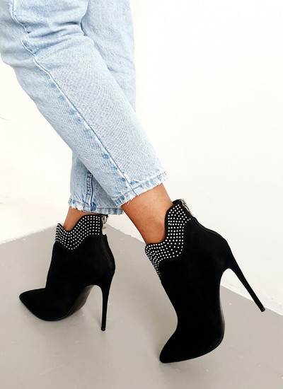 Ankle boots suede with metal polka dot