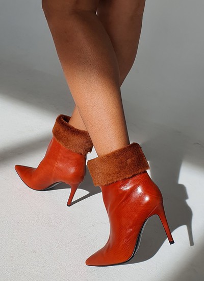 Ankle boots ginger leather with fur
