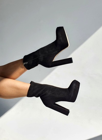 Ankle boots stocking black suede platform 14 cm